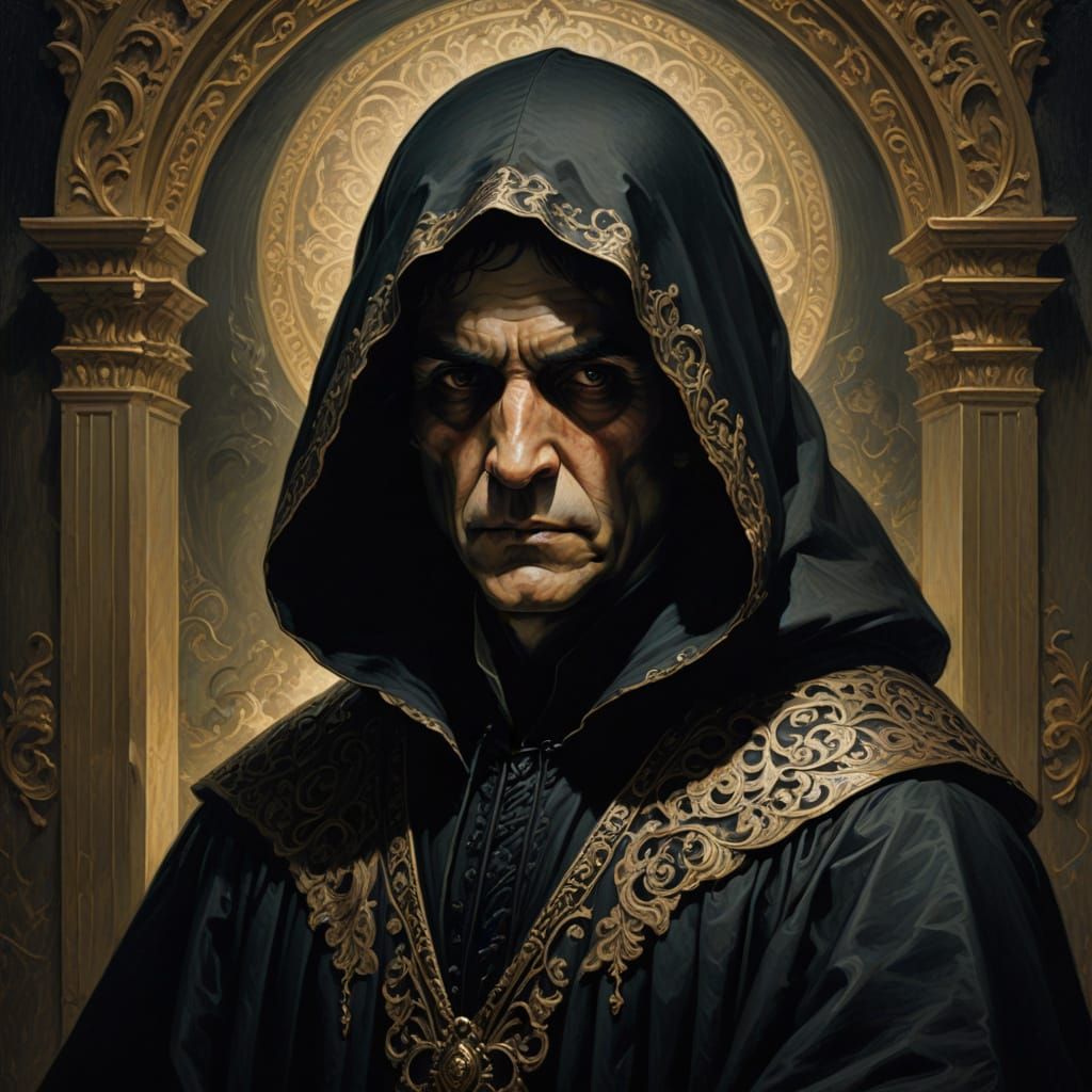 Gothic Figure Portrait With Dramatic Shading