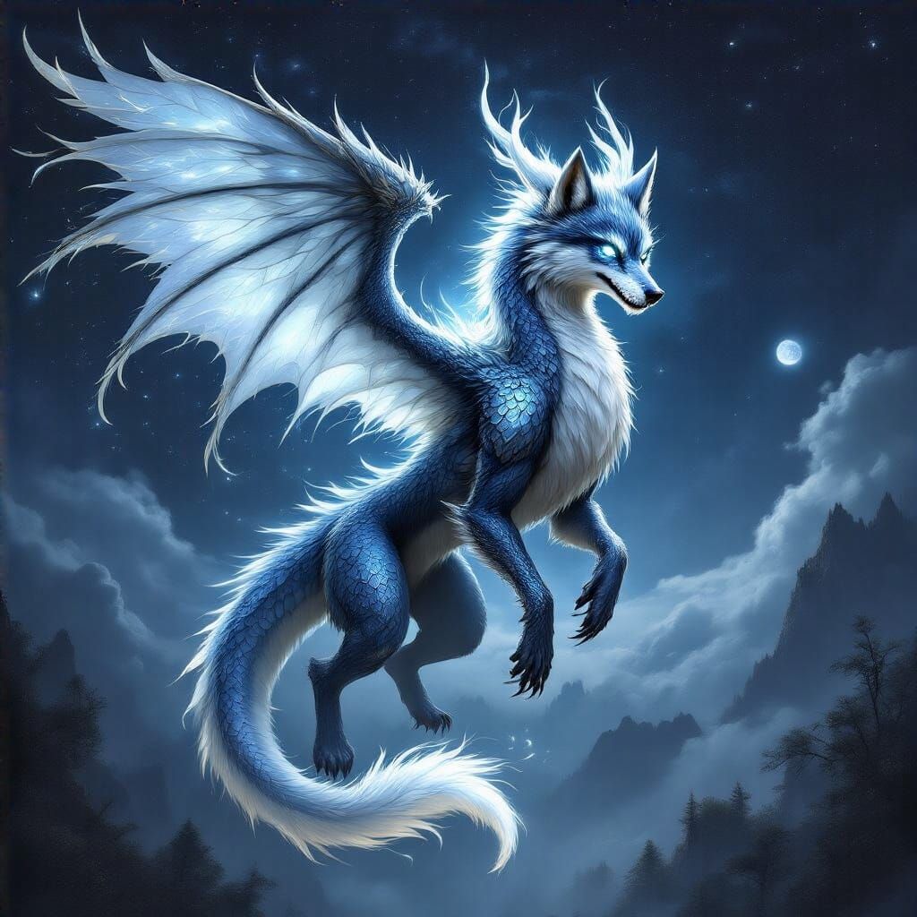 Lunar Drake: Majestic Guardian of the Night Skies