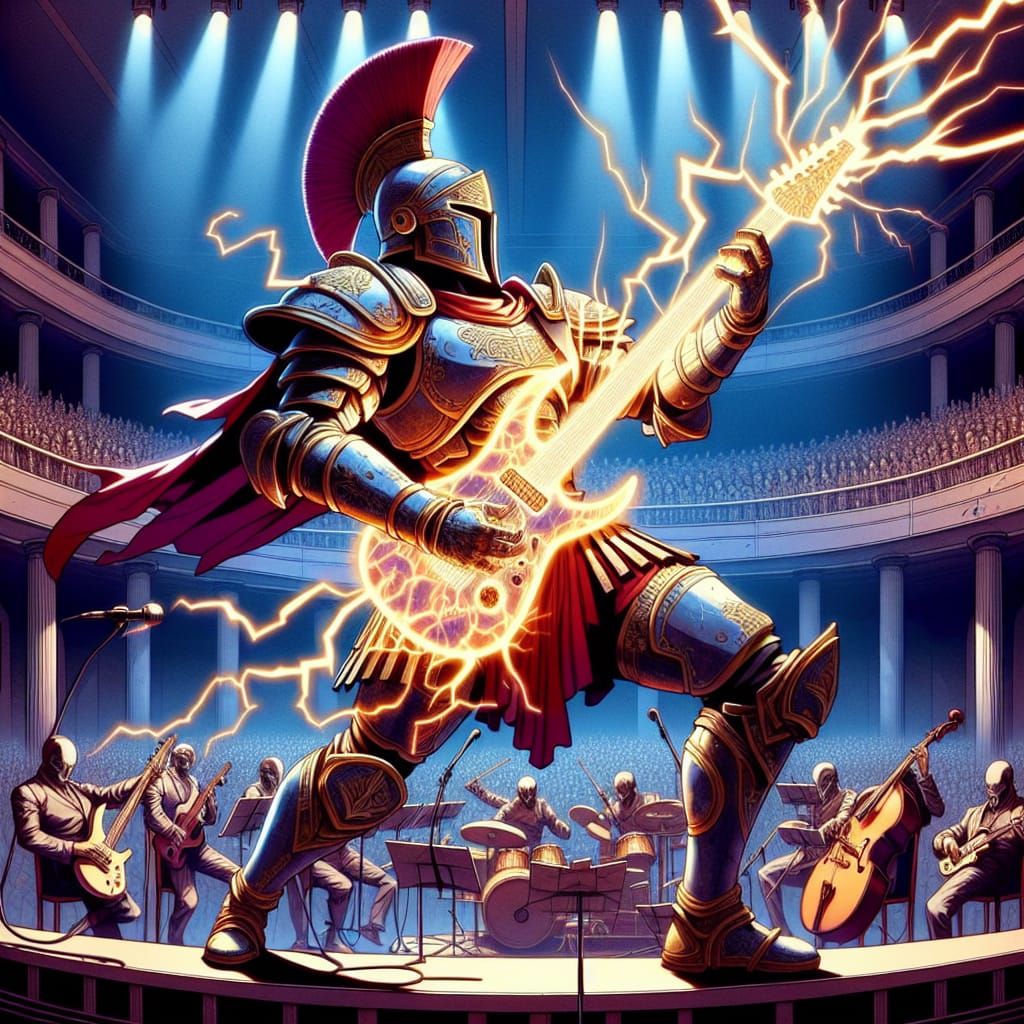 Electric Guitar God in Manga Style