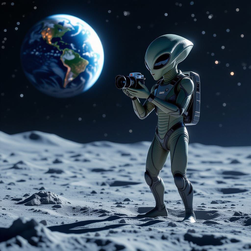 Alien Photographer Captures Earth from the Moon in 3D