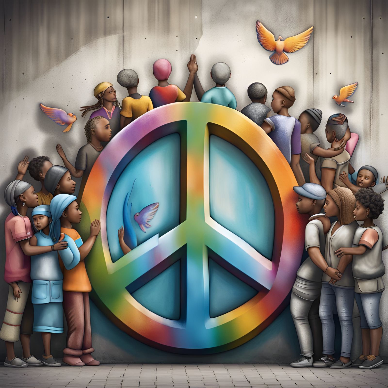Harmonious Graffiti: Diverse People United in Peace
