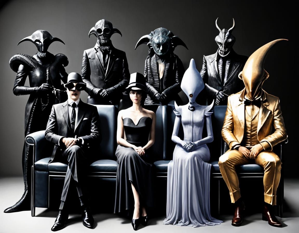 Diverse Group of Aliens and Humans in Space Opera