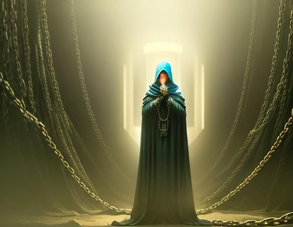 Chained Wraith: Cinematic Expressionist Digital Art