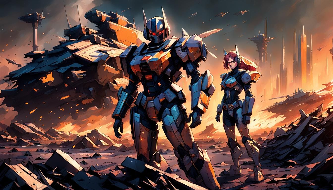 Harley Quinn and Batgirl in Robotech Valkyrie Armor