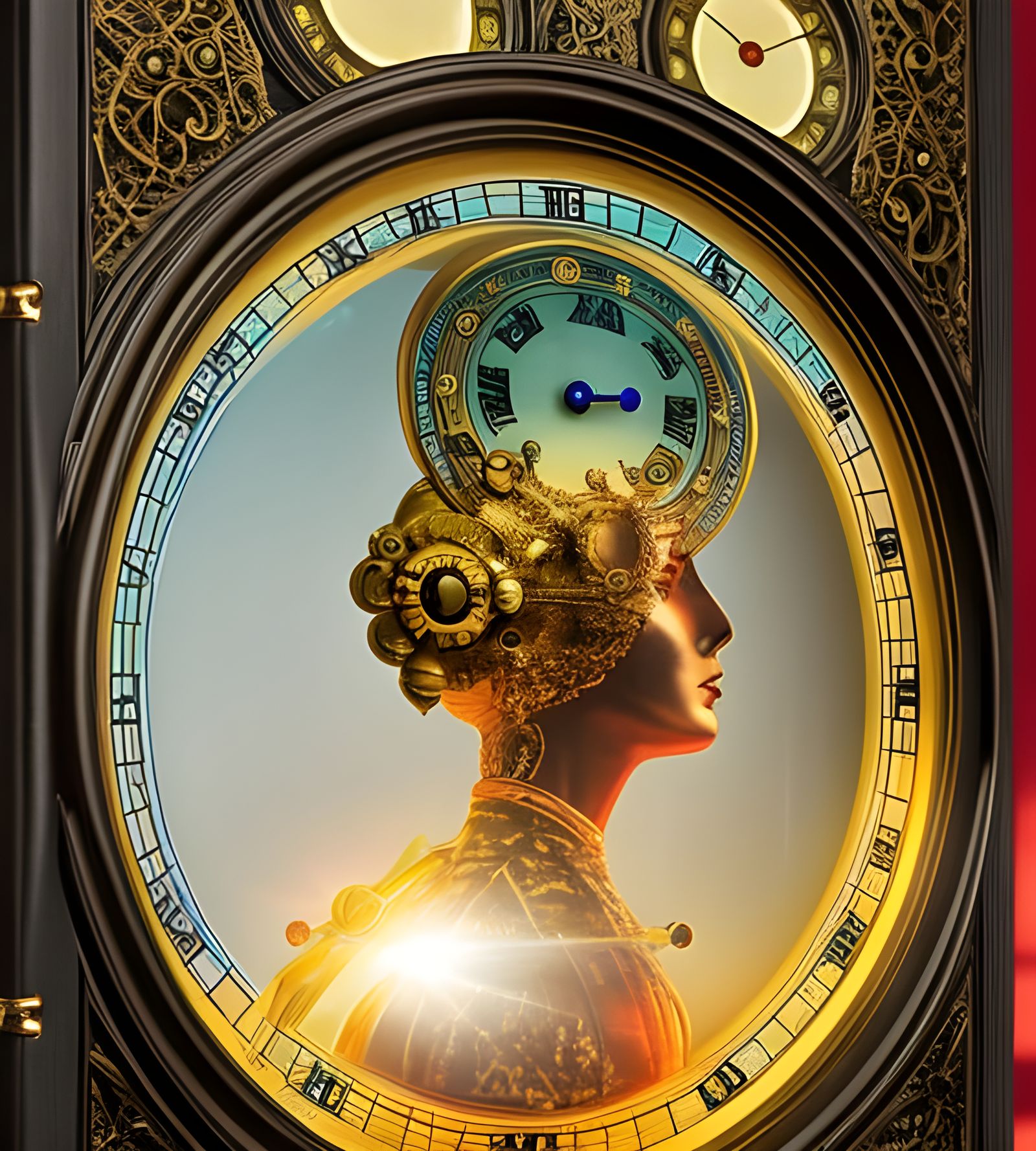 Cyborg Time Traveler on Ornate Book Cover