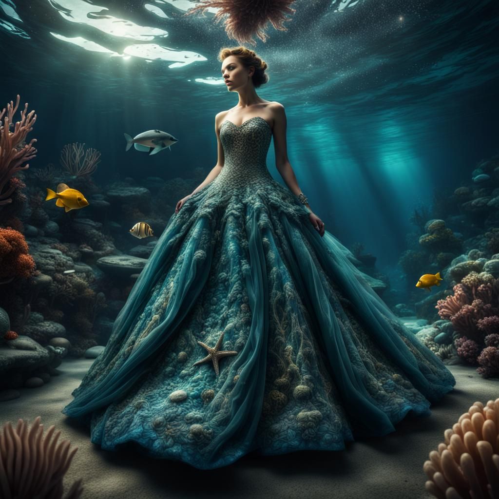 Intricate Formal Gown Inspired by the Sea