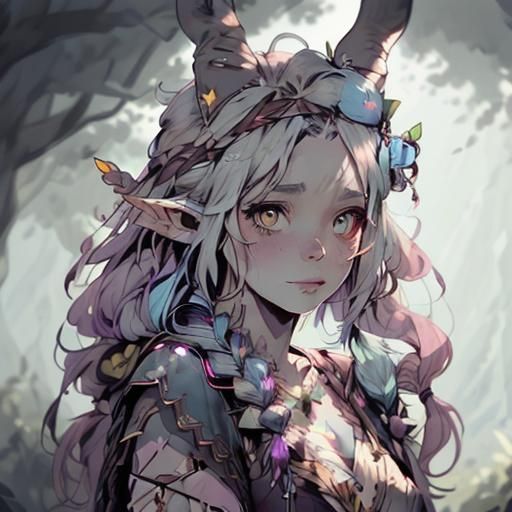 Cute Fairy Barbarian Girl with Butterfly Wings
