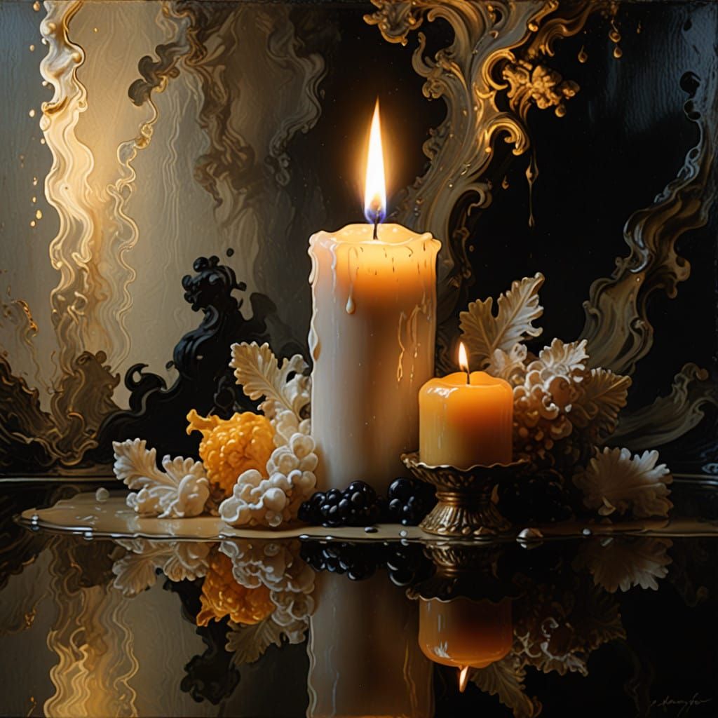 Vibrant Impasto Hallucination of Shadows in Baroque Candleli...