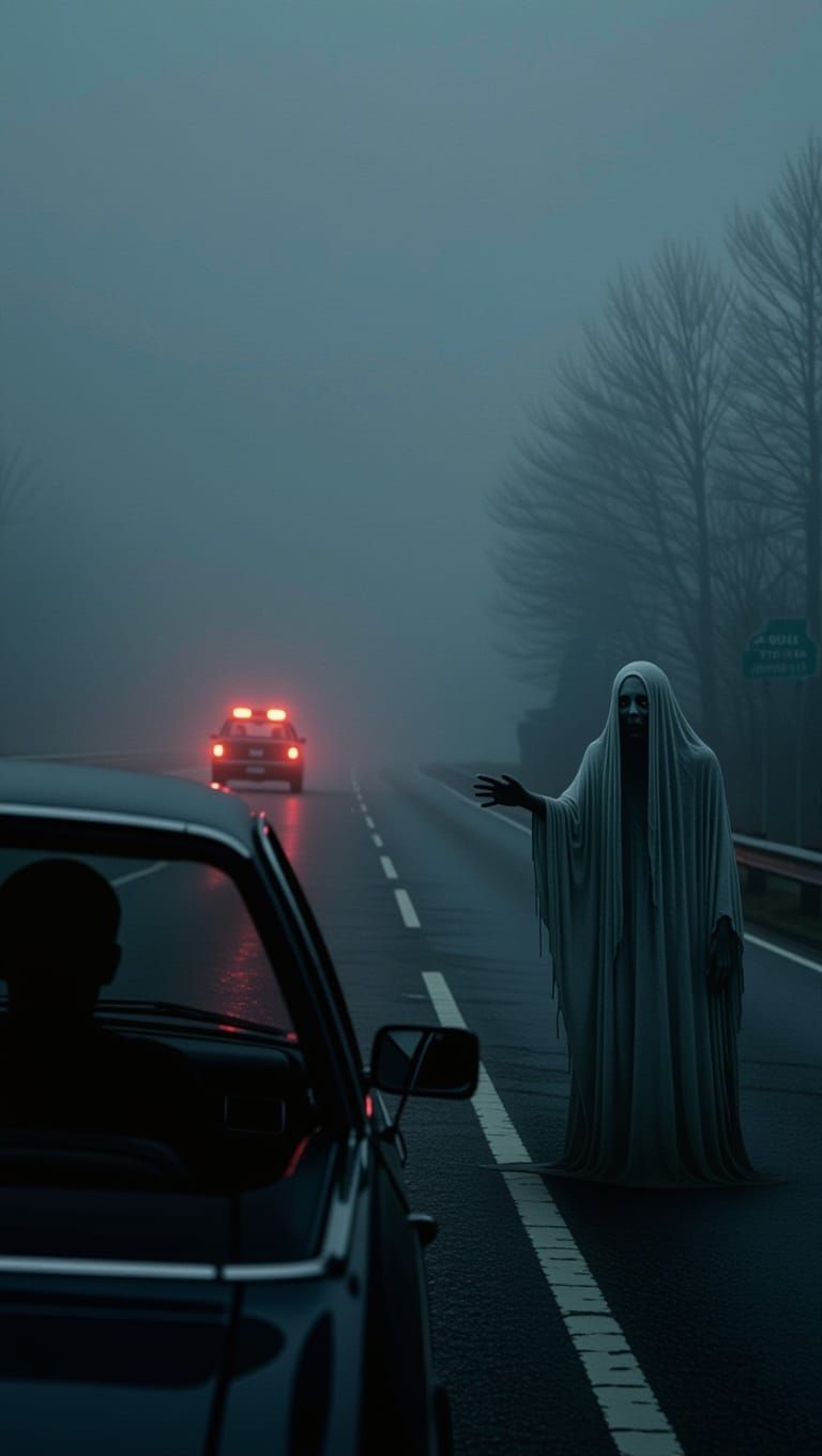 Eerie Highway Encounter in the Fog