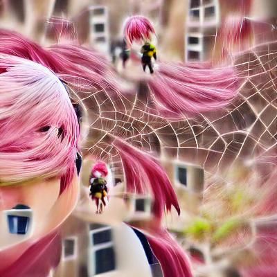 Anime Spider Girl with Pink Hair