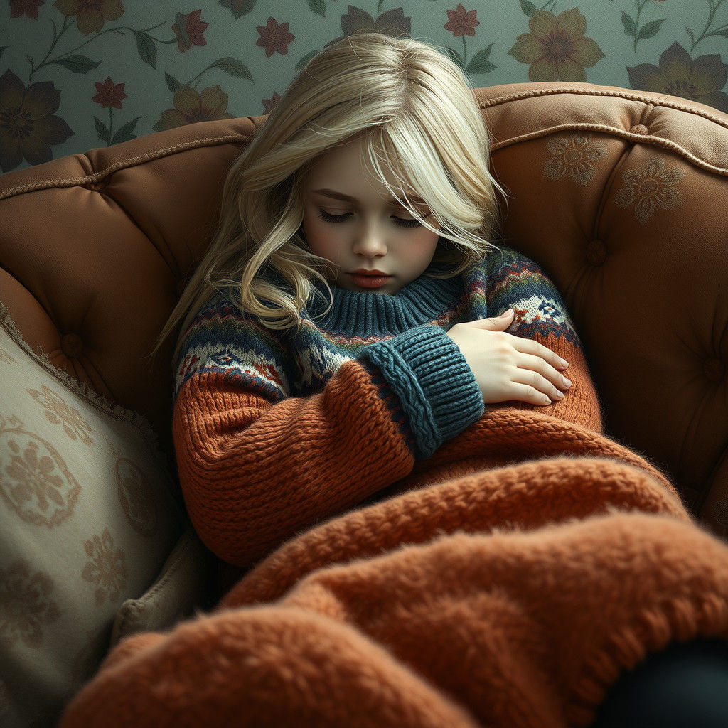 Cozy Woman in Fair Isle Sweater, Fantasy Art