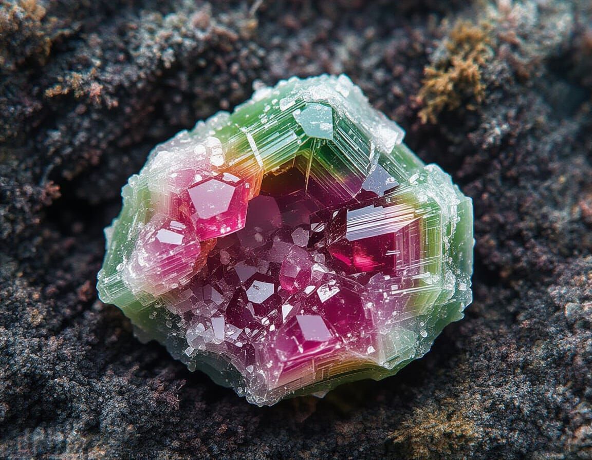 Close-up of a Watermelon Tourmaline Crystal
