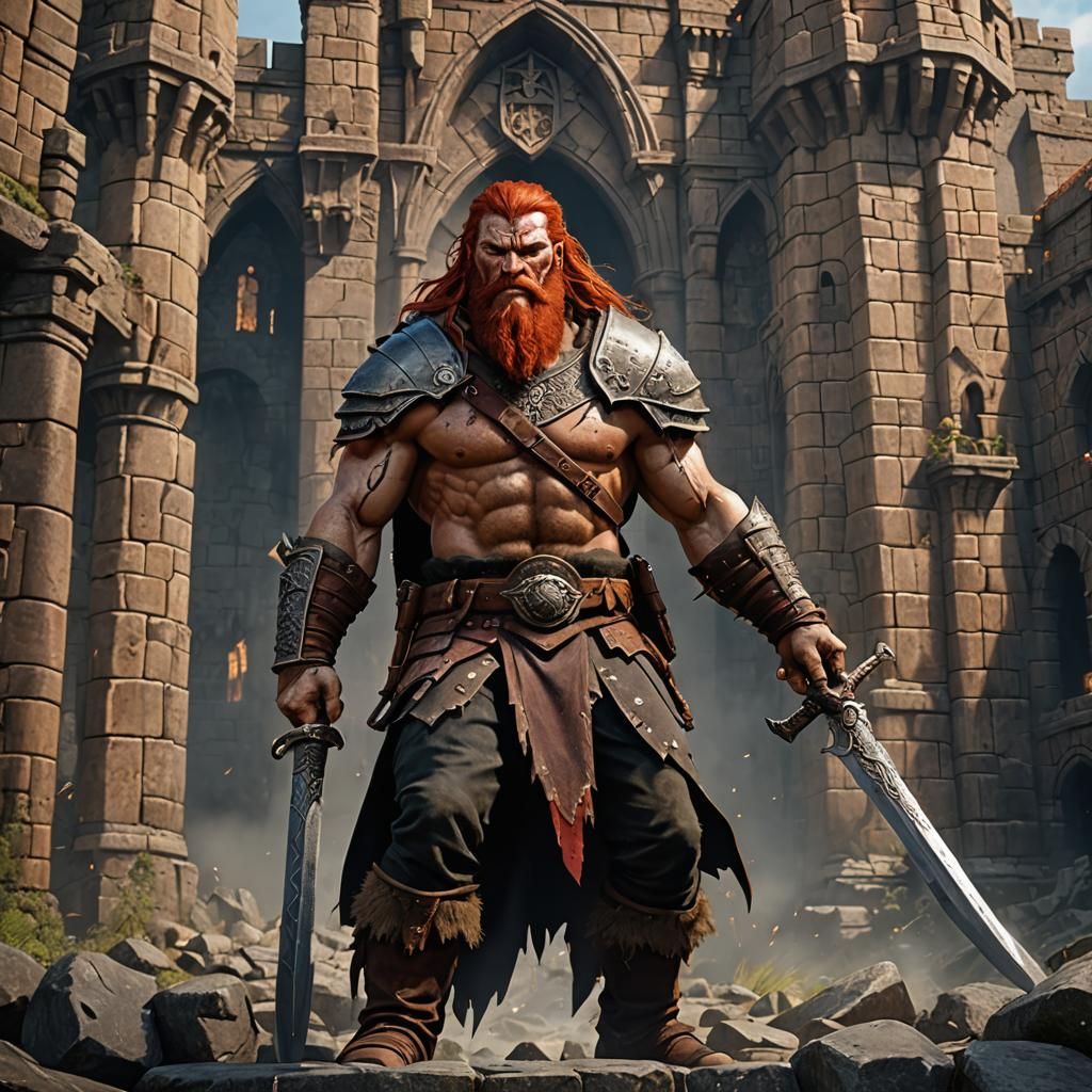 Fafhrd the Barbarian Hero in Detailed Matte Painting