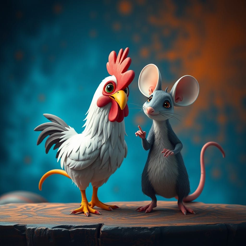 Whimsical Cartoon Duo in Vibrant Fantasy Landscape