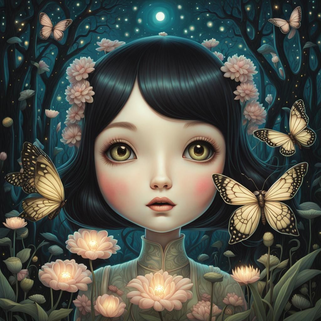 Surreal Fireflies in a Macabre Garden