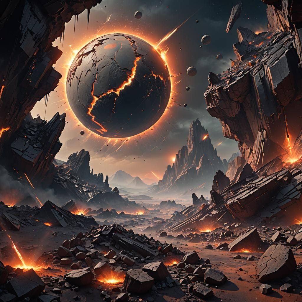 Shattered Planet in Space: Digital Matte Painting