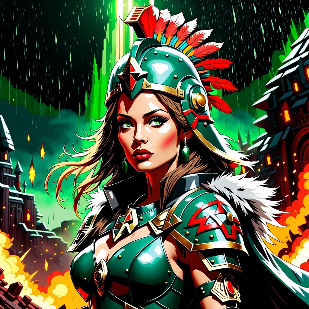 Female Space Marine in Cybernetic Armor