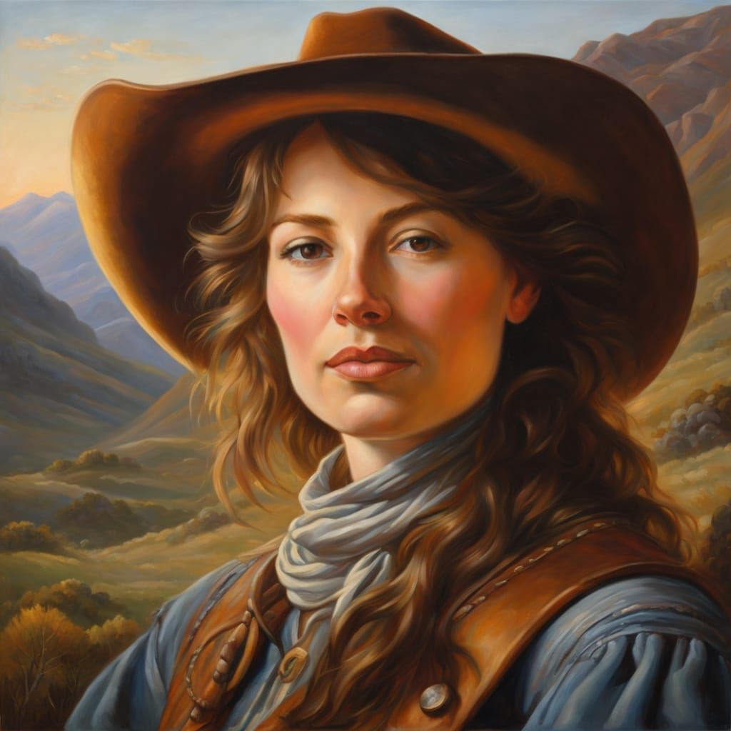 A Beautiful Cowgirl in Sunrise Splendor