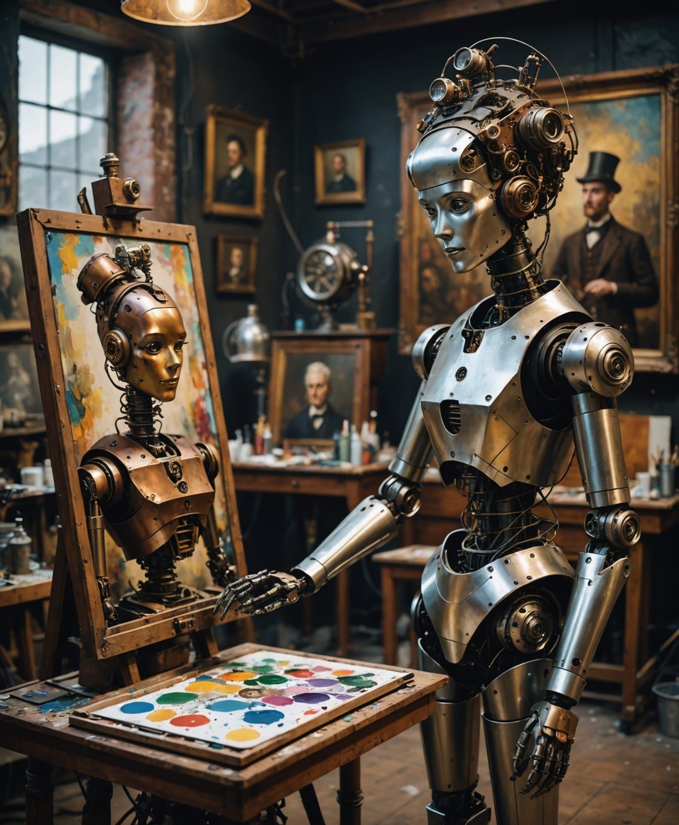 Steampunk Robot Painter Studio