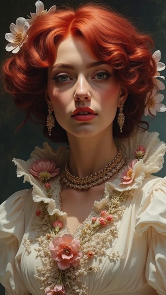 Hyperrealistic Edwardian Woman in Lavender Hues