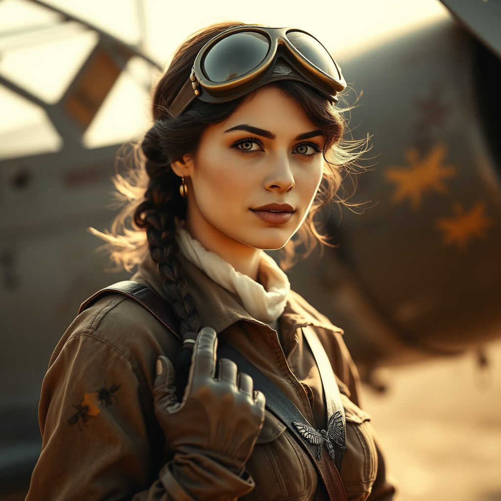19th Century Female Pilot Portrait in Sepia Tones