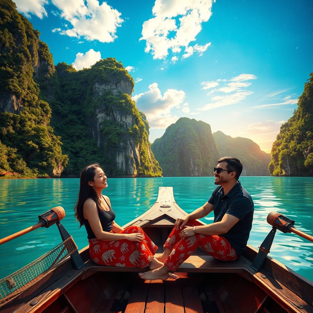 Idyllic Lake Scene with Whimsical Energy