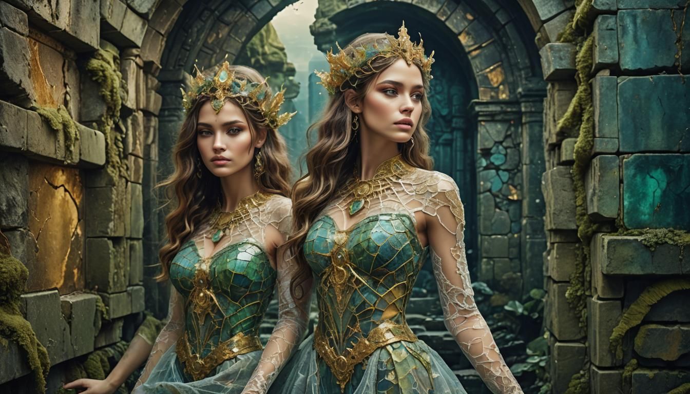 Surreal Girl Emerges from Ancient Atlantis Temple