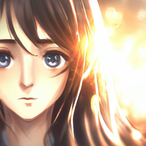 Cute Brunette Anime Girl with Brown Eyes