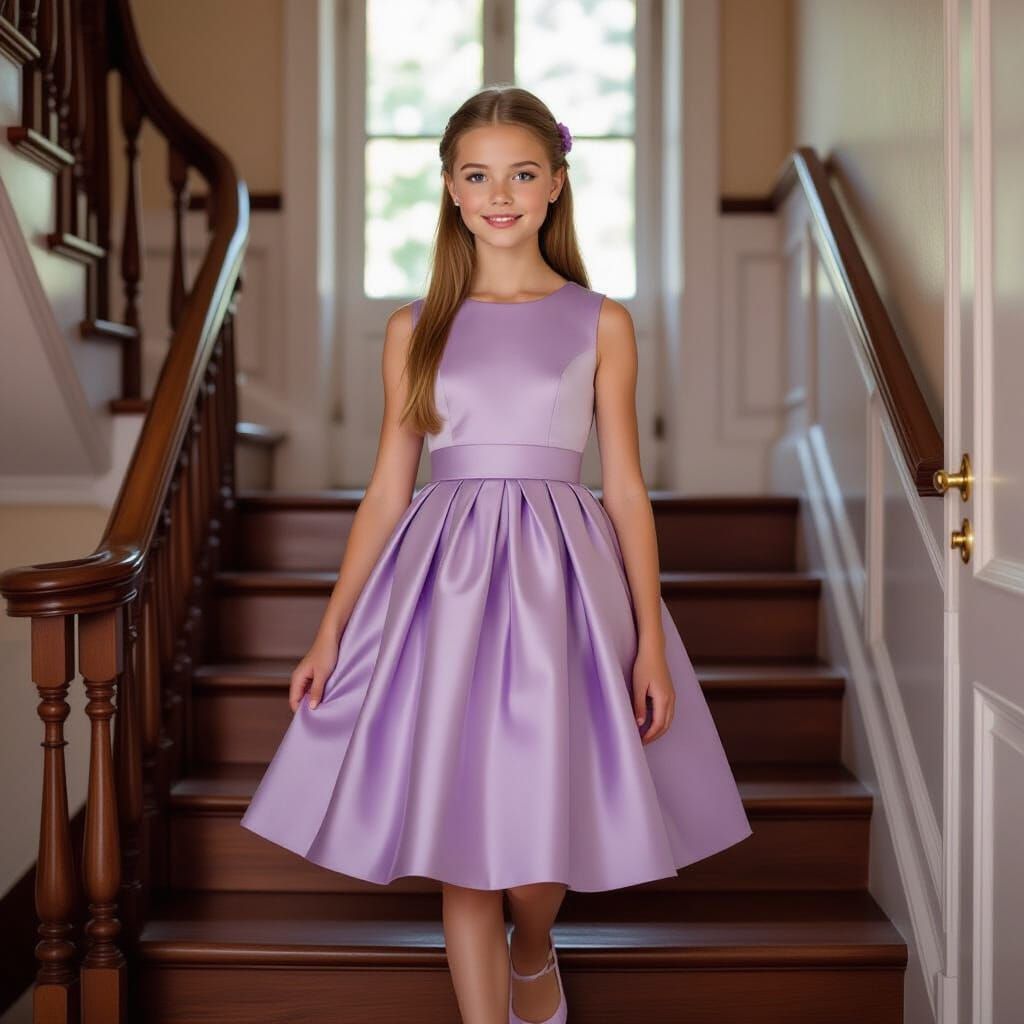 French Girl in Communion Dress Art Nouveau Style