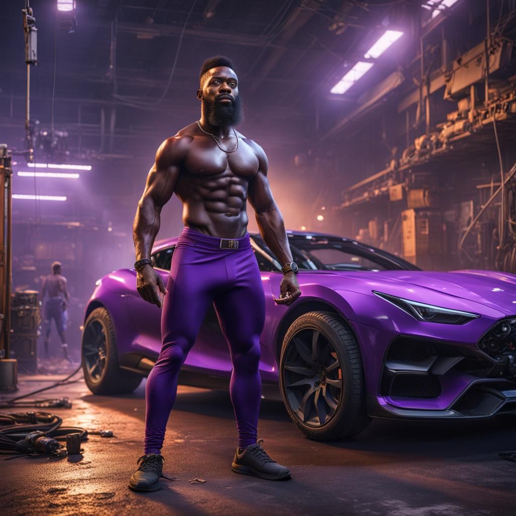 Man with Mechanic Arms in Detailed Matte Painting