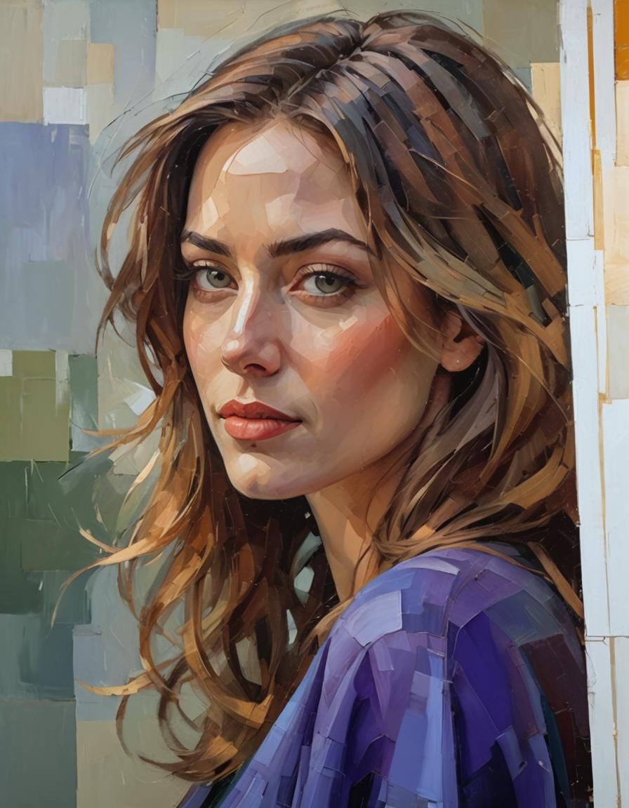 Cubist Portrait of a Young Woman in Vibrant Colors