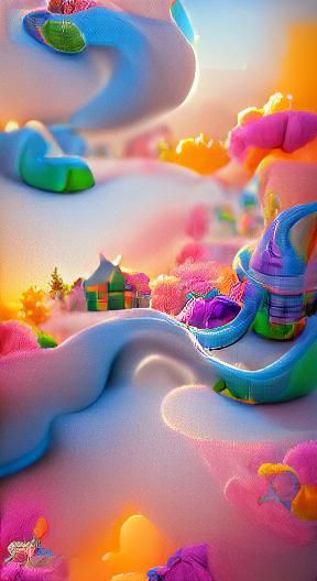 Vibrant Candyland Wonderland: Detailed Matte Painting