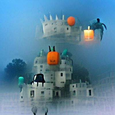 Inverted Castle with Pumpkin Lantern Creatures