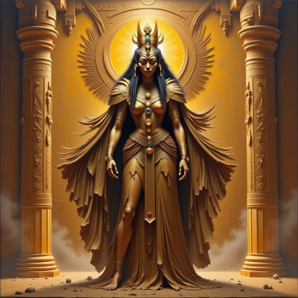 Ancient Egyptian Priestess in Sacred Temple