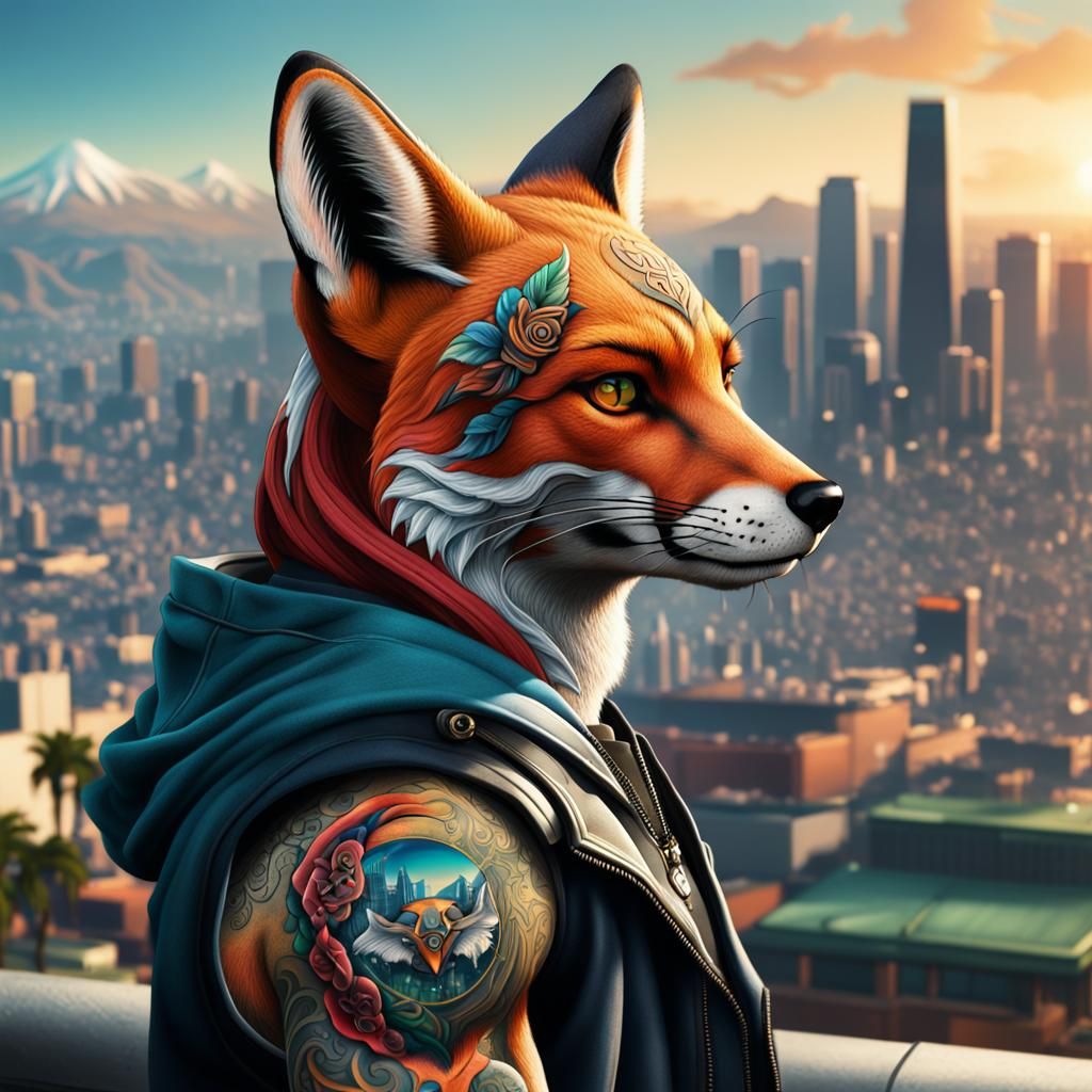 Hyperrealistic Hooded Fox Tattoo in Los Santos