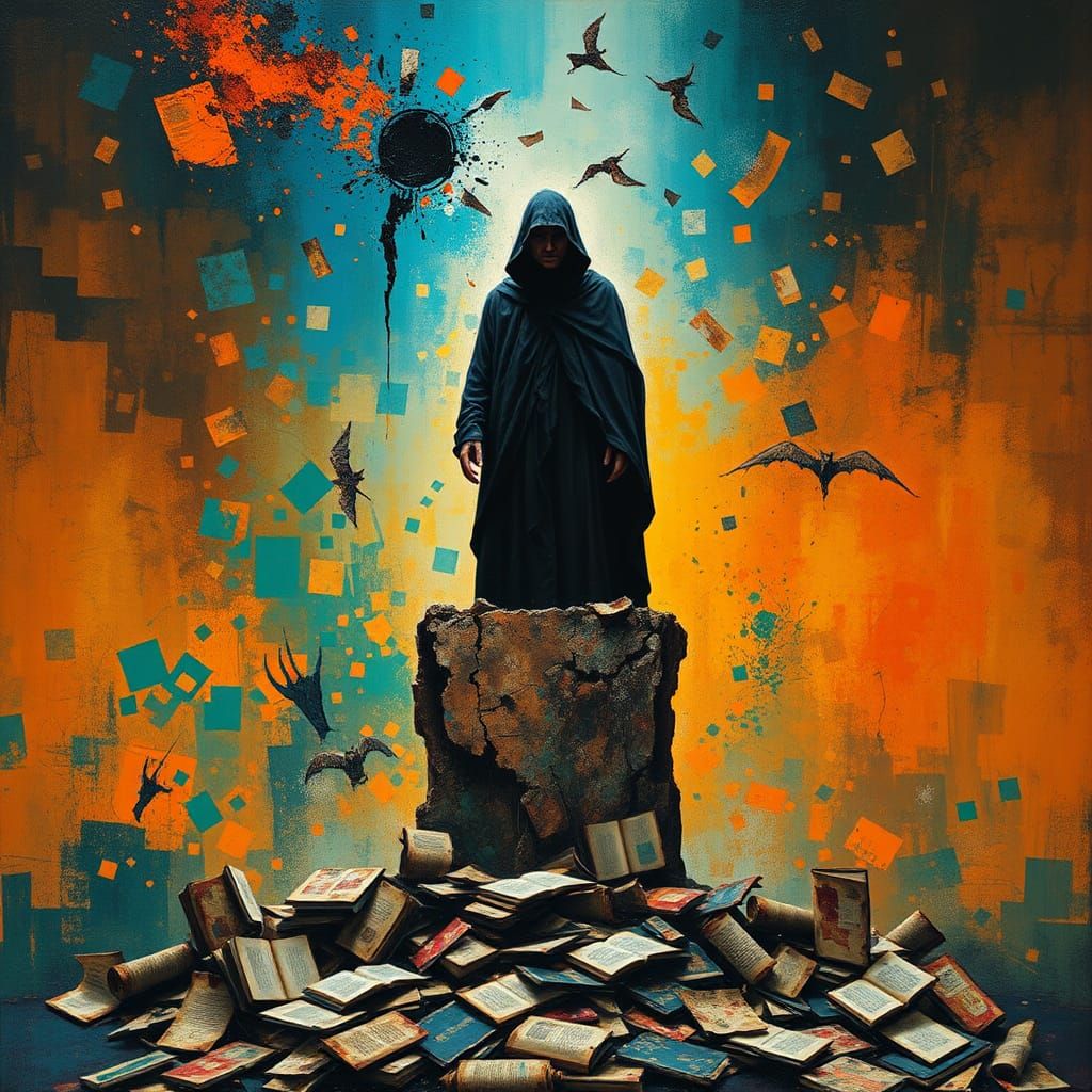 Distorted Demagogue in Abstract Expressionist Style