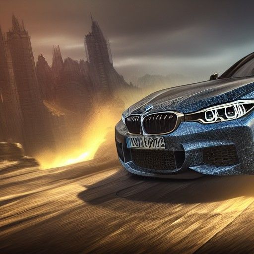 Detailed Matte Painting of a BMW in Deep Color