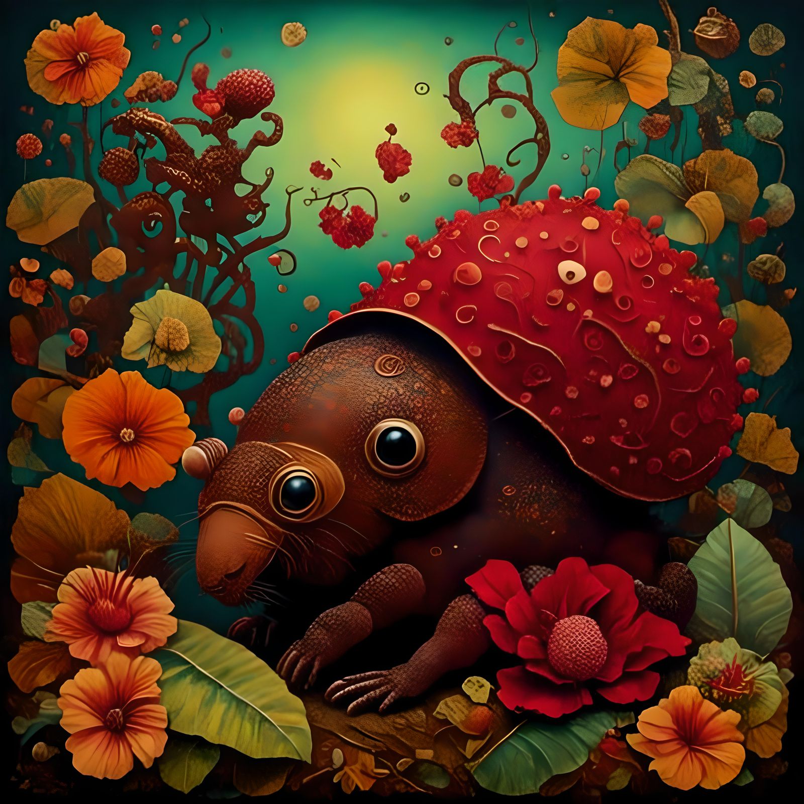 Tropical Toad on Beach in Funky 70s Style