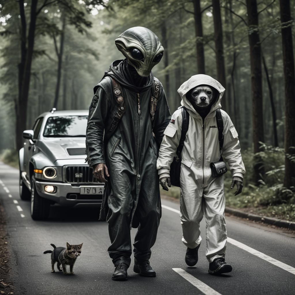 Alien in Norman Dress with Pet Portrait