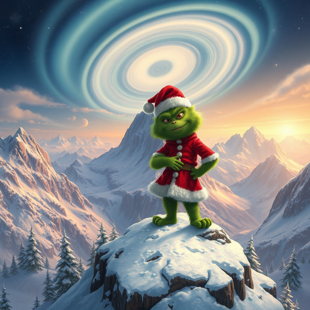 Mischievous Creature on Snowy Peak in Winter Wonderland