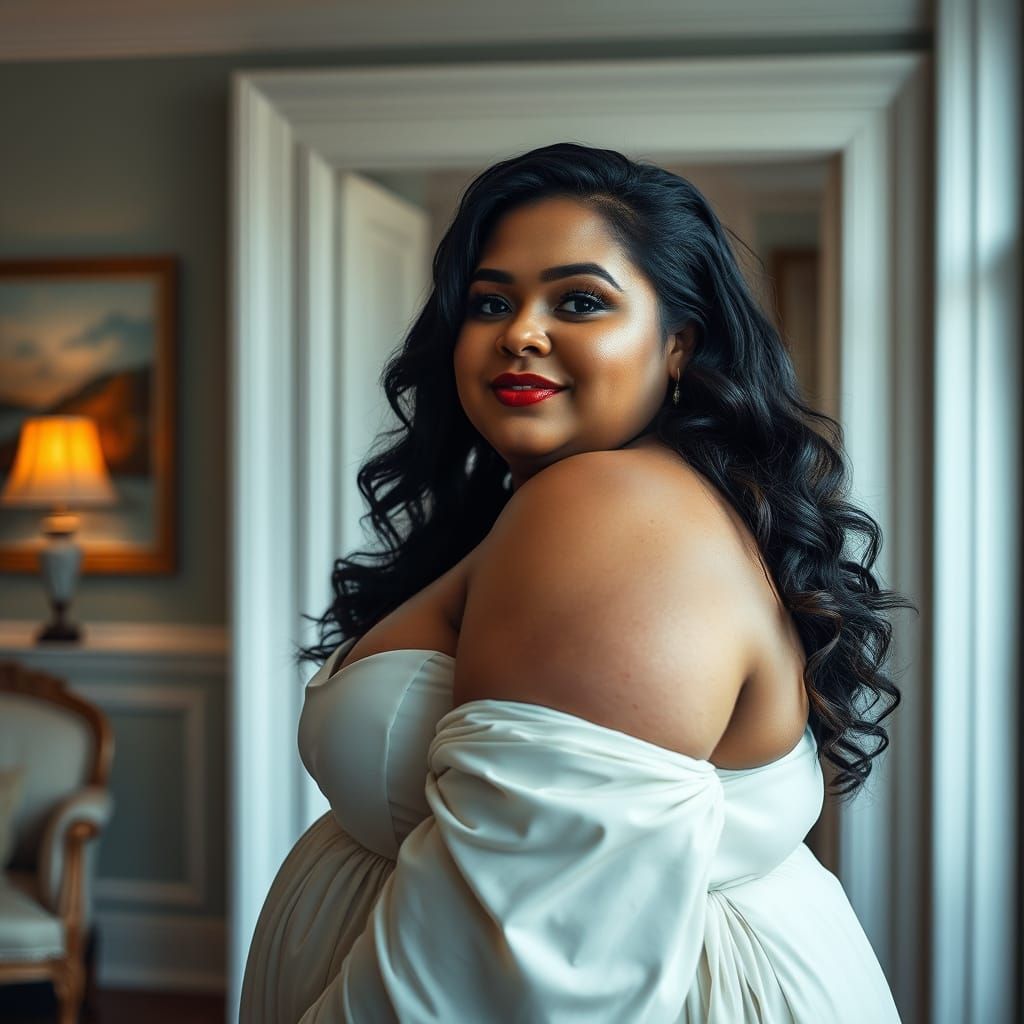 Elegant Plus-Sized Woman in Atmospheric Portrait