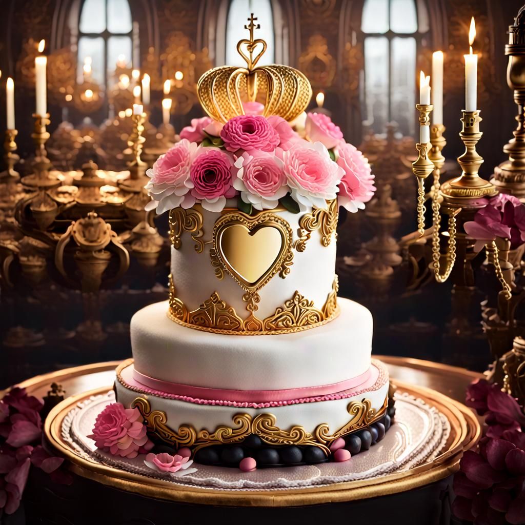 Vintage Two-Tier Cake in Candy Art Style
