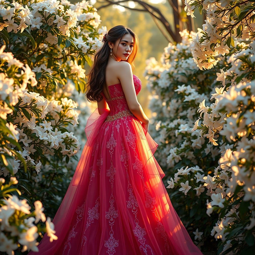 Elegant Creator Embodied in Serene Garden