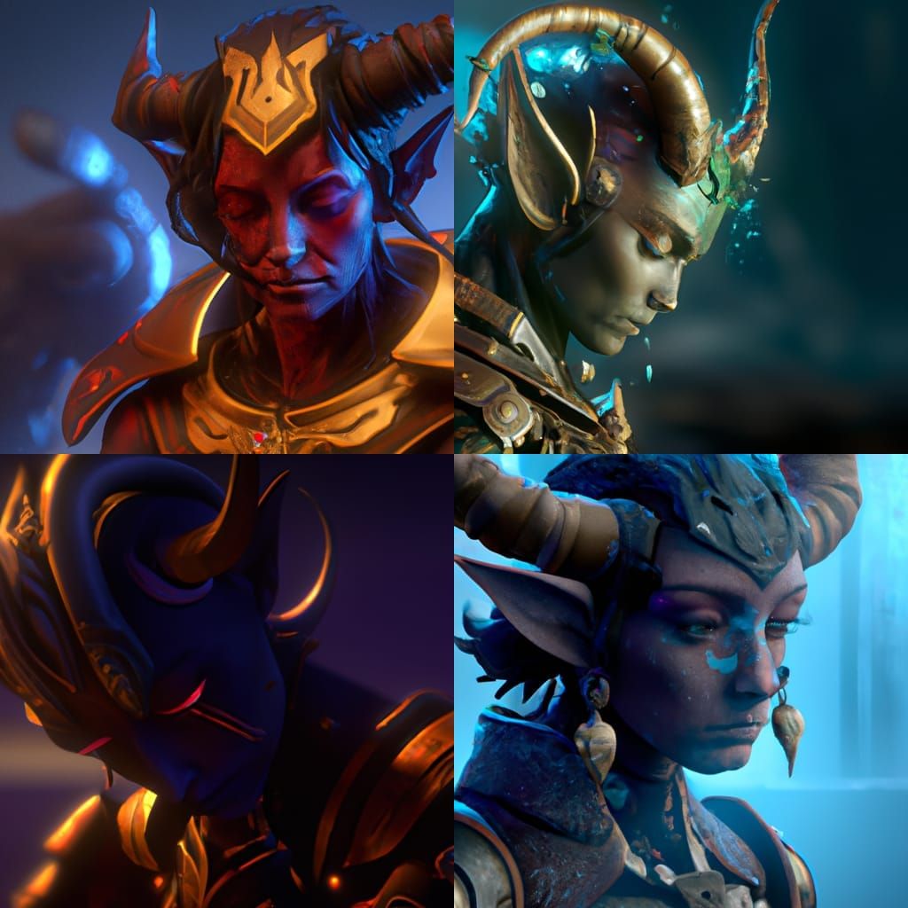 Tiefling Warrior in Dark Fantasy Style