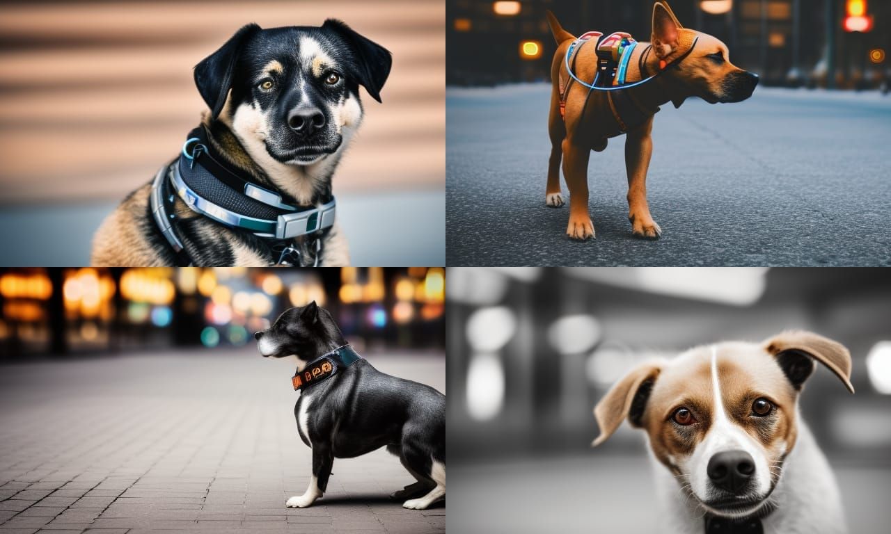 Cyberpunk Dog Portrait in Bokeh Style