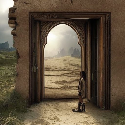 Dramatic Doorway in a Digital Landscape