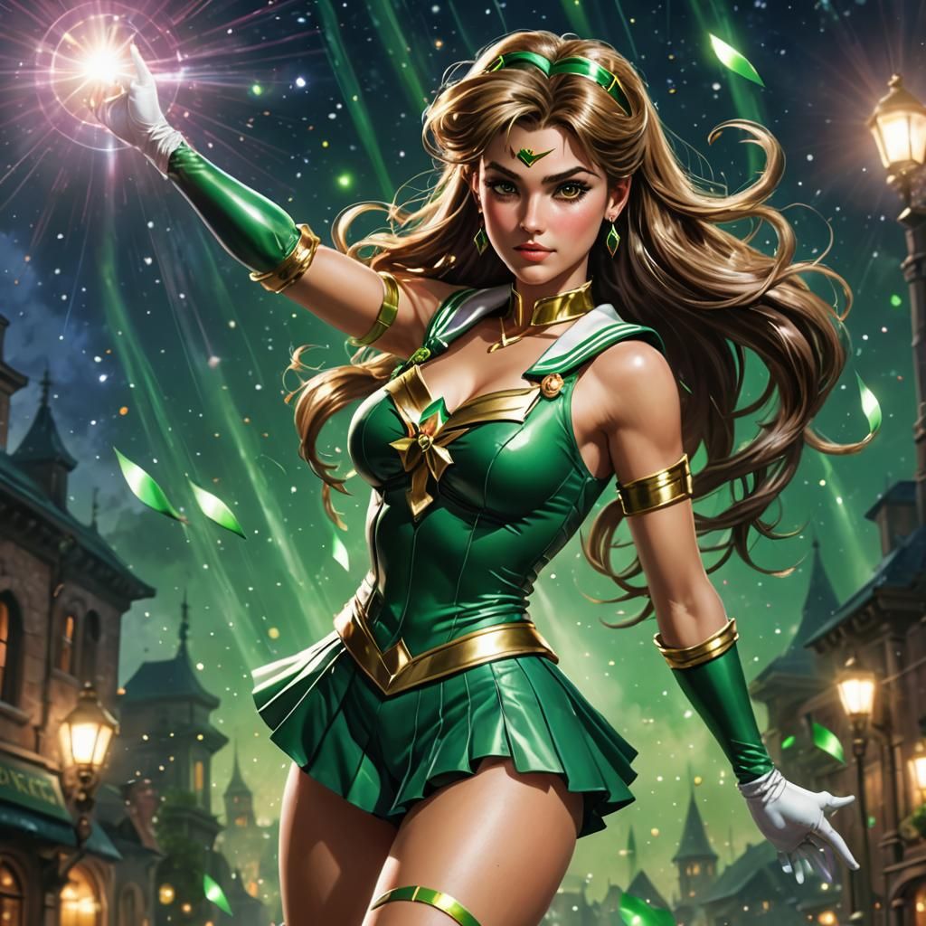 Sailor Jupiter in Air, Photorealistic Magic Atmosphere