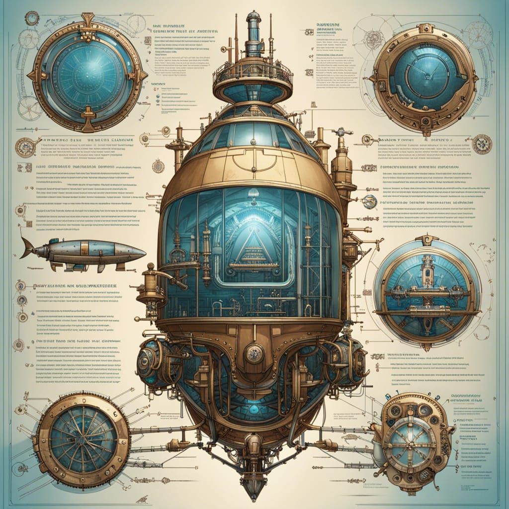 Futuristic Steampunk Submarine Concept Designs in 3D