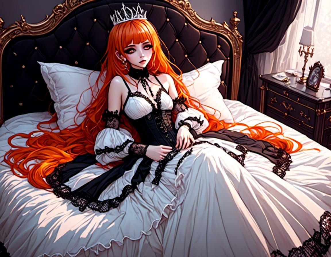 Gothic Emo Queen in White Dress