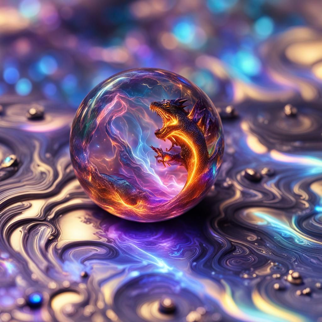 Electric Lightning Opals in Iridescent Liquid Art